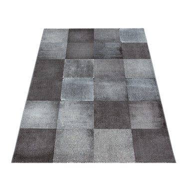Costa 3526 Brown x5 Jute Polypropylene Checked Rug 80x150 cm