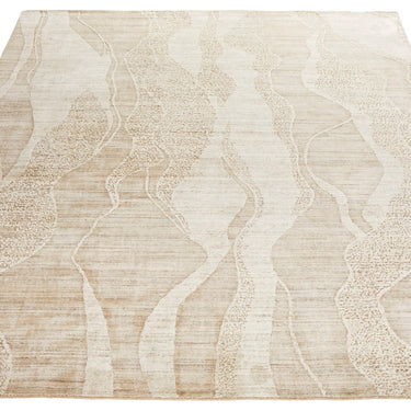 Consept Looms Dune Wavy Desert Sand Drift Pattern Beige Wool Viscose Textured Boho Rug