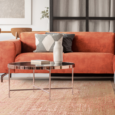 Torino Modern Abstract Rug for Living Room Bedroom Dining Room Wool Viscose Rug in Terracotta