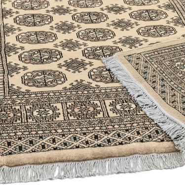 Bokhara Hand Made Rug Traditional Classic Wool Bordered Soft Beige Rug