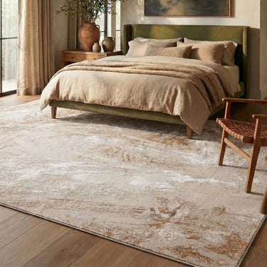 Santa Monica SMC101 Art Pictorial Beige Abstract Modern Soft Rug
