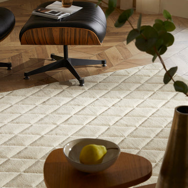 Priory PRI103 Geometric 100% Pure New Zealand Wool Hand Made Beige Rug by Sarah Gare