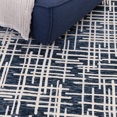 Asiatic London Mason Blueprint Blue Cotton Traditional Abstract Rug