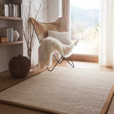 Origins Sisal Boucle Durable Classic Bordered Natural Mocha Non-Slip Cotton Traditional Textured Rug