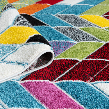 Spectra Ocala Bright Multi Coloured Polypropylene Geometric Textured Rug