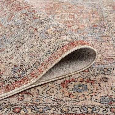 Alia 524AR Short Pile Grey Rose Polypropylene Traditional Floral Rug