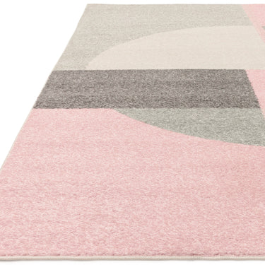 Muse Mu21 Modern Circle Geometric Pattern Pink Oblong Rug