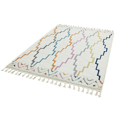 Ariana Morroccan Modern Shaggy Soft Rug with Tassel Fringed in Bohemian Scandi Designs