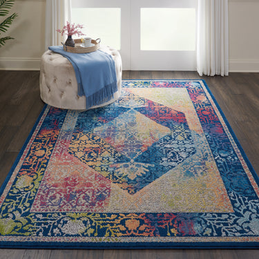 Nourison Ankara Vintage Antique Traditional ANR04 Rug in Blue Multi Extra Large 239x300 cm
