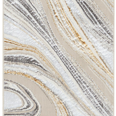 Glitz GLZ21 Marble Silky Shimmer Grey Gold Abstract Modern Soft Hallway Runner Rug