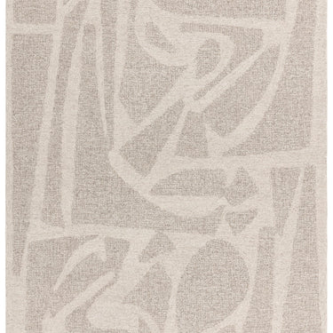 New Loxley Bohomian Modern Abstract Hand Woven Wool Rug in Linen Grey