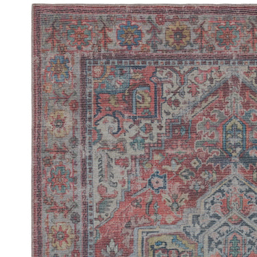 Kaya Iman KY07 Traditional Abstract Floral Flatweave Washable Rug in Red Blue Multi