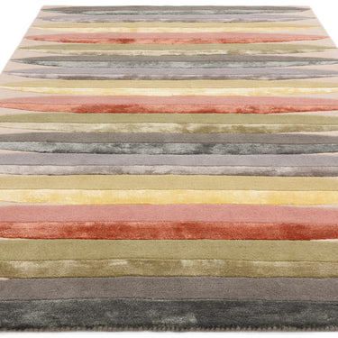 Hand Made Rug Wool Viscose Quality Modern Silky Luxury Matrix Pod  Pastel Striped Colours Rug