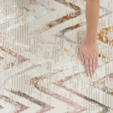 Glitz GLZ05 Chevron Silky Shimmer Multi By Abstract Geometric Textured Distressed Rug