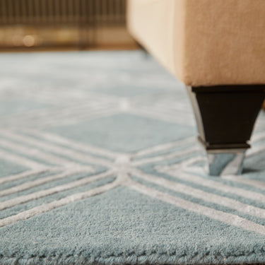 Origins Vienna Rug Wool Viscose Modern Geometric Living Room Quality Hand Made Rug in Blue