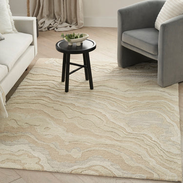 Graceful GRU01 Beige Modern Abstract Wool Rug & Hallway Runner by Nourison