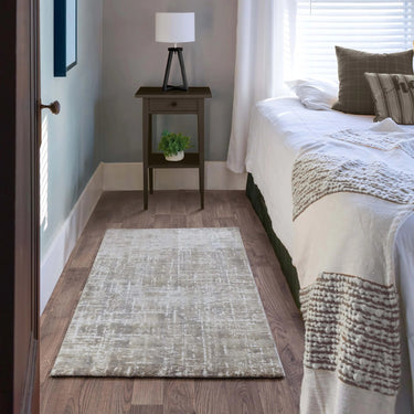Asiatic London Kuza Beige Polypropylene Abstract Textured Distressed Rug