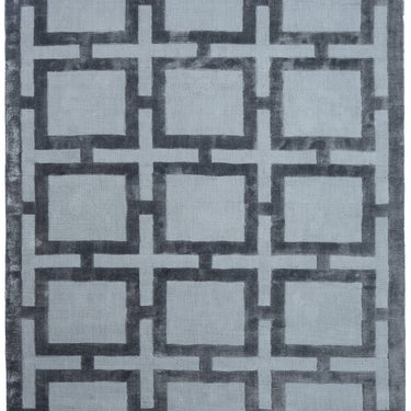 Eaton Katherine Carnaby Rug Modern Geometric Hand Woven Silky Viscose Metallic Sheen Super Soft Storm Denim Blue Rug