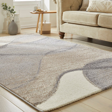 Consept Looms Somerset SOM103 Waves Pattern Grey Beige Polypropylene Traditional Abstract Rug