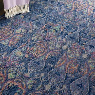 Nourison Ankara Vintage Antique Traditional ANR08 Rug Runner Round in Navy Multi