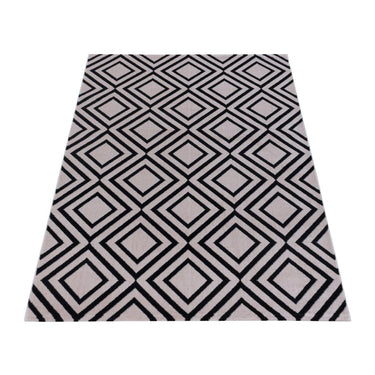Modern Costa 3525 Sleek Geometric Diamond Pattern Pink Rug