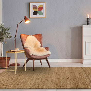 Grove Plain Flatweave Hand Woven Jute Rug in Natural Beige