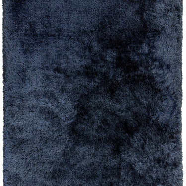 Plush Plain Shaggy High Pile Thick Silky Fluffy Soft Hand Woven Navy Blue Rug