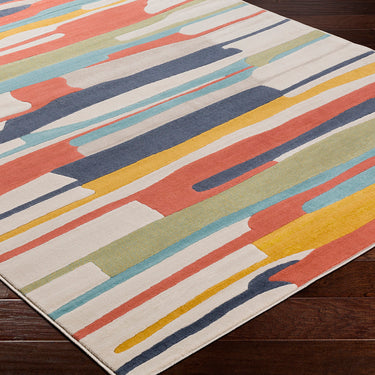 City CIT2339 Scandi Painted Stripes Orange Multicolour Washable Jute Polypropylene Abstract Rug
