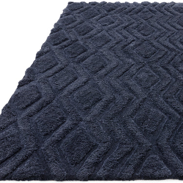 Asiatic London Harrison Navy Blue Living Diamond Shaped Super Handmade Shaggy Geometric Rug