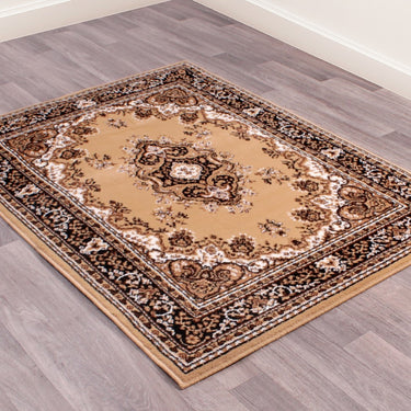 Lancashire Berber Traditional Oriental Classic Rug Hallway Runner and Circle Carpet in Beige