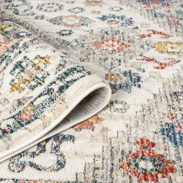URCO Nova Oscar Cream Blue Polypropylene Traditional Vintage Bordered Rug