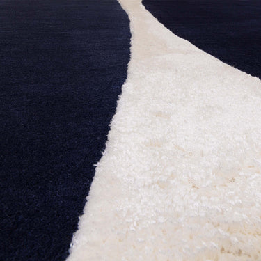 Matrix Signature Tufted Soft Silky Indigo Blue Wool Viscose Abstract Geometric Rug