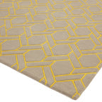 Asiatic London Nexus FL02 Fine Lines Trellis Silver Yellow Hand-Carved Wool Viscose Geometric Rug