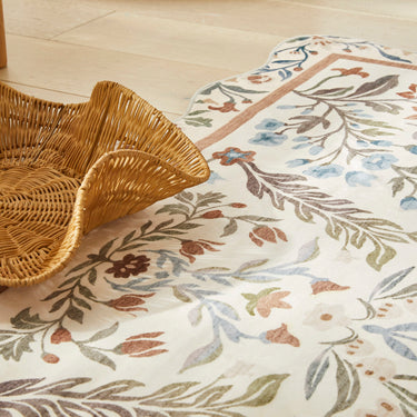 Consept Looms Liberty LIB303 Cream Multi Washable Non-Slip Traditional Floral Rug