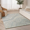 DKNY Pure Angles Tufted Linear Pattern Ivory Handmade Wool Abstract Textured Rug - Medium 114 x 175 cm (3'9"x5'9")