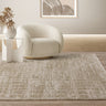 Laurent LA07 Broken Grid Fringed Beige Natural Cotton Abstract Textured Distressed Rug - Medium 120x160 cm (4'x5'4")