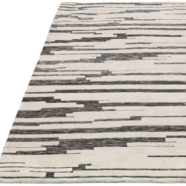 Mason Ikat Modern Abstract Rug in Charcoal Grey Cream