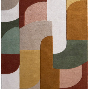 Origins Retro Deco Tufted Multicolour Wool Rug