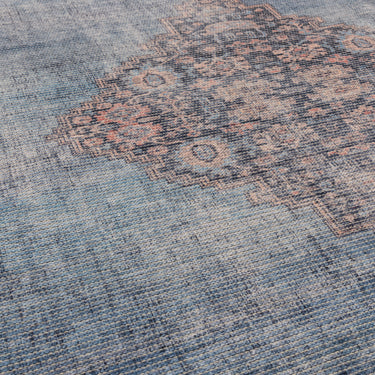 Kaya Dana KY08 Traditional Classic Persian Medallion Flatweave Washable Rug in Blue Red Multi