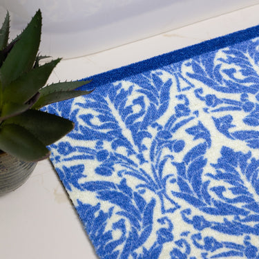Dip & Drip Nylon Printed Non-Slip Washable Bathroom Royal Blue Damask 50x75 cm
