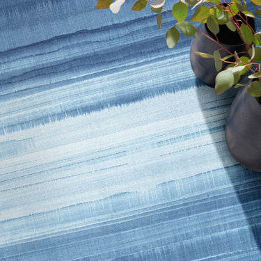 Calvin LDR01 CK031 Launder Aqua Blue Washable Cotton Abstract Flatweave Rug