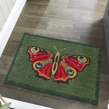 My Nylon Pattern Butterfly Washable Non-Slip Bordered Rug
