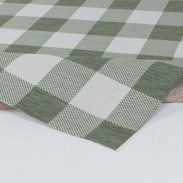 Biddi In & Outdoor Modern Dark Moss Checkered Green Rug