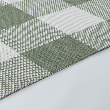 Biddi In & Outdoor Modern Dark Moss Checkered Green Rug
