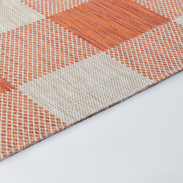 Biddi In & Outdoor Modern Burnt Orange Checkered Rug