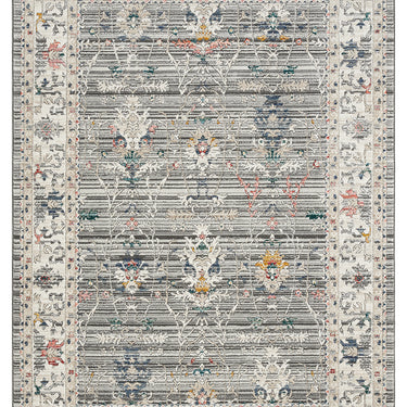 URCO Nova Luca Grey Polypropylene Traditional Vintage Bordered Rug
