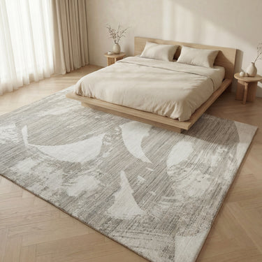Dune Modern Abstract Wind-Swept Desert Pattern Wool & Viscose Blend White light Blue Grey Rug