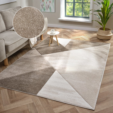Orbit Eira 3D Beige Abstract Geometric Textured Hallway Runner Rug