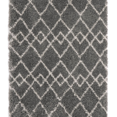 Casablanca Grey Diamond Tasseled By Polypropylene Shaggy Moroccan Geometric Rug