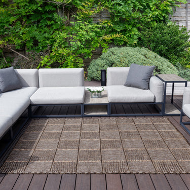 Consept Looms Sumac SUM104 Mocha Indoor Outdoor Polypropylene Checked Flatweave Rug